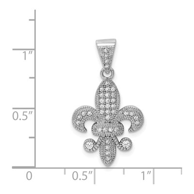 Sterling Silver CZ Fleur de Lis Pendant – view 5