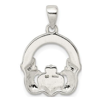 Sterling Silver Glitter Infused Claddagh Pendant – view 4