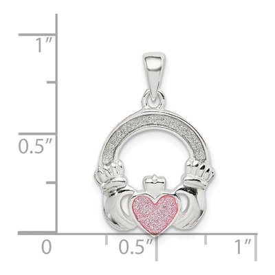 Sterling Silver Glitter Infused Claddagh Pendant – view 5