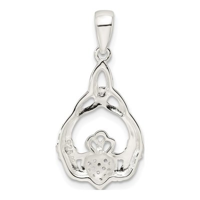 Sterling Silver CZ Claddagh Trinity Knot Pendant – view 4