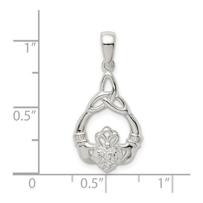 Sterling Silver CZ Claddagh Trinity Knot Pendant – view 5