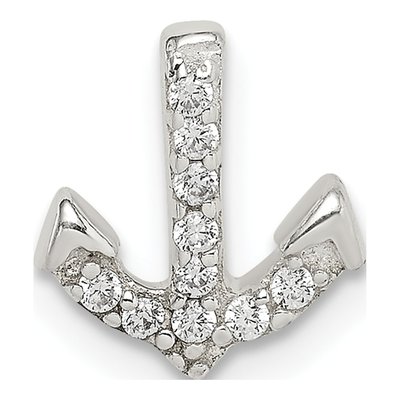 Sterling Silver CZ Anchor Slide Pendant
