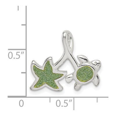Sterling Silver Glitter Infused Star Fish Turtle Slide Pendant – view 5