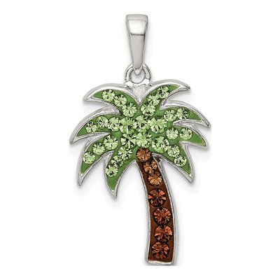 Sterling Silver Crystal Palm Tree Pendant