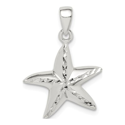 Sterling Silver Diamond-Cut Star Fish Pendant