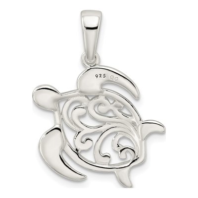 Sterling Silver Diamond-Cut Turtle Pendant – view 4