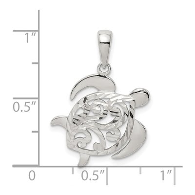 Sterling Silver Diamond-Cut Turtle Pendant – view 5