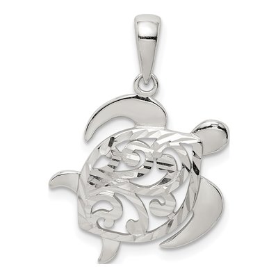 Sterling Silver Diamond-Cut Turtle Pendant