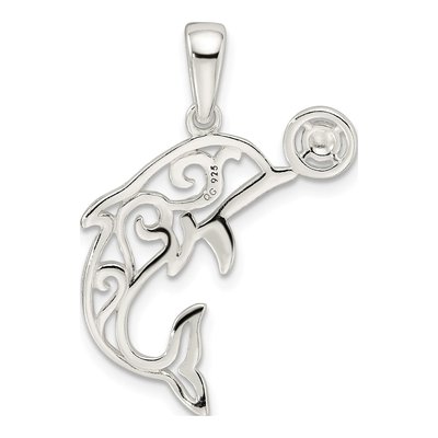 Sterling Silver Diamond-Cut Dolphin Pendant – view 4