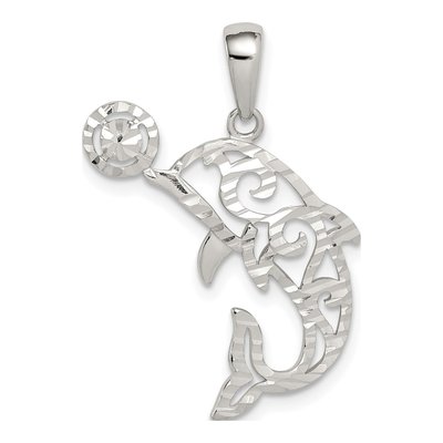 Sterling Silver Diamond-Cut Dolphin Pendant