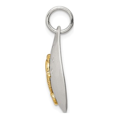 Sterling Silver CZ Seahorse Pendant | Gold-Tone Accent – view 3