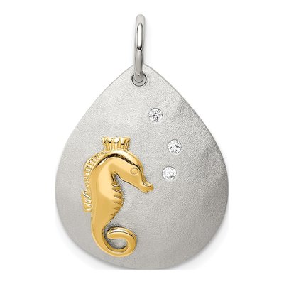 Sterling Silver CZ Seahorse Pendant