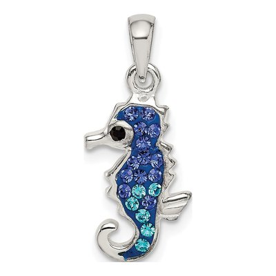 Sterling Silver Crystal Seahorse Pendant