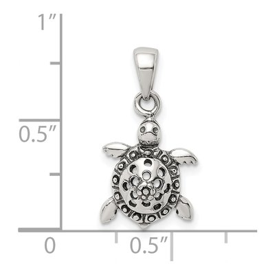 Sterling Silver Antiqued Turtle Pendant – view 5