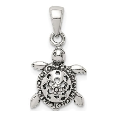 Sterling Silver Antiqued Turtle Pendant