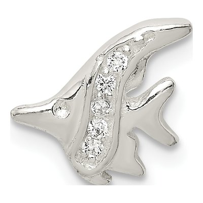 Sterling Silver CZ Fish Slide Pendant