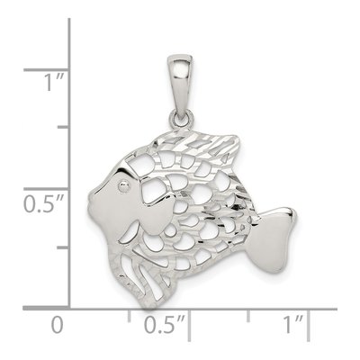 Sterling Silver Diamond-Cut Fish Pendant – view 5
