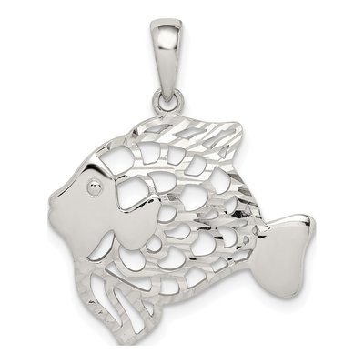 Sterling Silver Diamond-Cut Fish Pendant