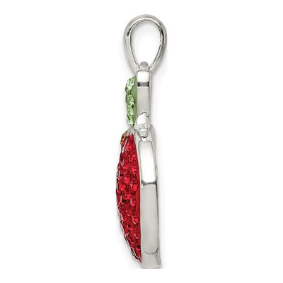 Sterling Silver Crystal Apple Worm Pendant – view 3