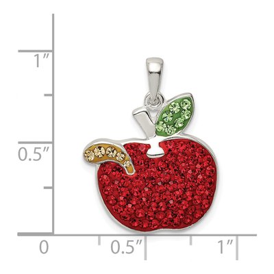 Sterling Silver Crystal Apple Worm Pendant – view 5