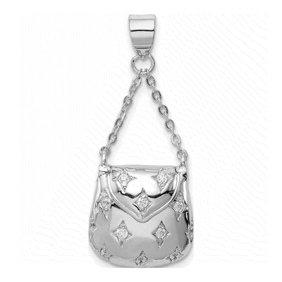 Sterling Silver CZ Handbag Pendant