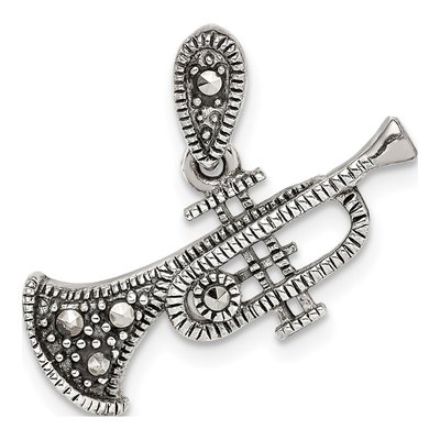 Sterling Silver Marcasite Trumpet Pendant
