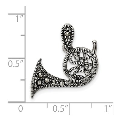 Sterling Silver Marcasite French Horn Pendant – view 5