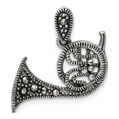 Sterling Silver Marcasite French Horn Pendant