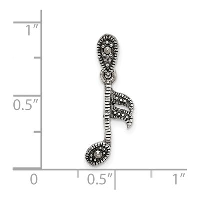 Sterling Silver Marcasite Music Note Pendant – view 5