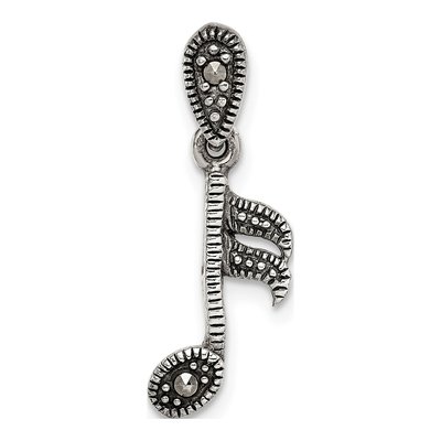 Sterling Silver Marcasite Music Note Pendant