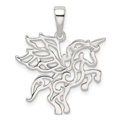 Sterling Silver Diamond-Cut Unicorn Pendant – view 4