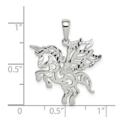 Sterling Silver Diamond-Cut Unicorn Pendant – view 5