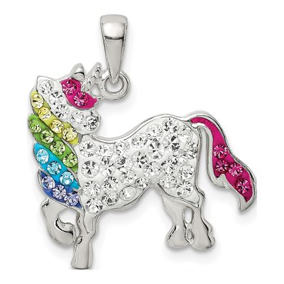 Sterling Silver Crystal Unicorn Pendant