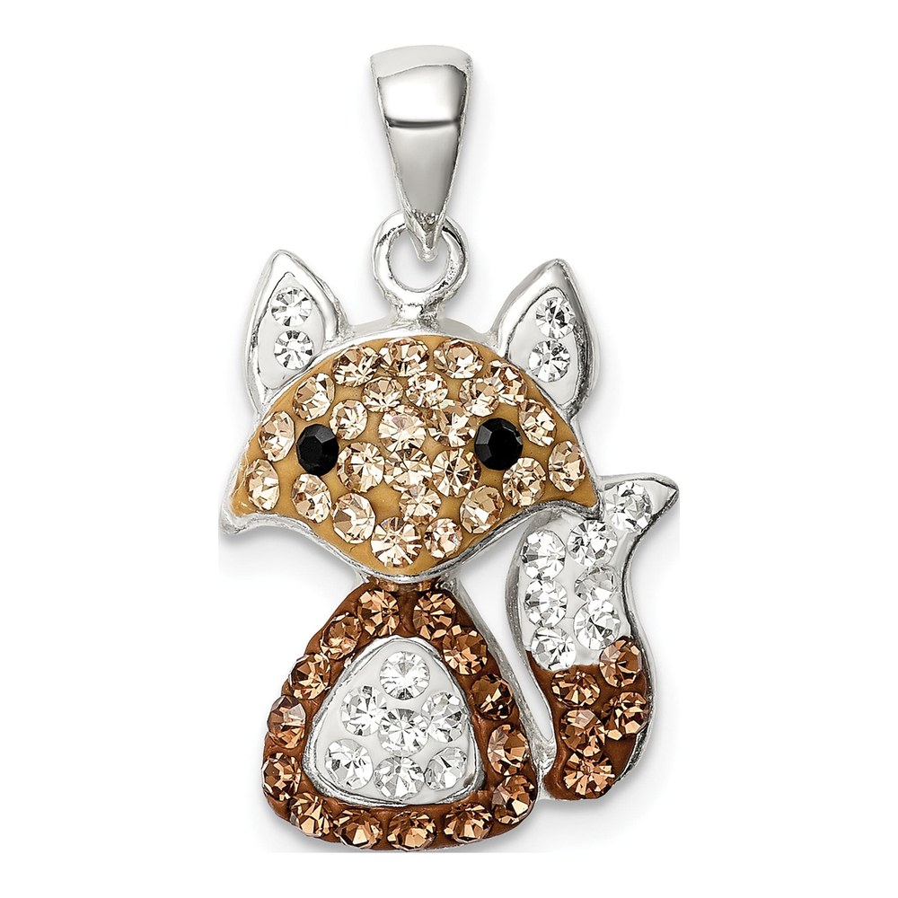 Sterling Silver Crystal Fox Pendant