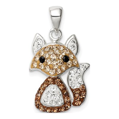 Sterling Silver Crystal Fox Pendant