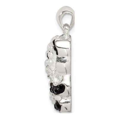Sterling Silver Simulated Pearl & Crystal Panda Pendant – view 2