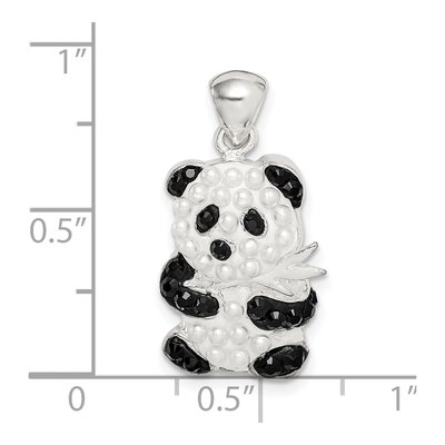 Sterling Silver Simulated Pearl & Crystal Panda Pendant – view 4