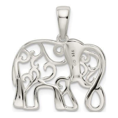 Sterling Silver Diamond-Cut Elephant Pendant – view 4