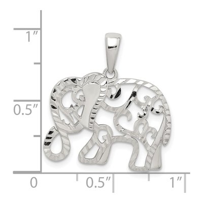 Sterling Silver Diamond-Cut Elephant Pendant – view 5