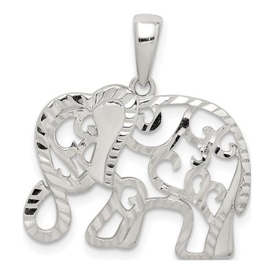 Sterling Silver Diamond-Cut Elephant Pendant