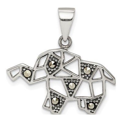 Sterling Silver Marcasite Elephant Pendant