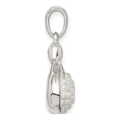 Sterling Silver Simulated Pearl Swan Pendant – view 3