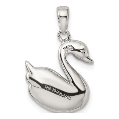Sterling Silver Simulated Pearl Swan Pendant – view 4