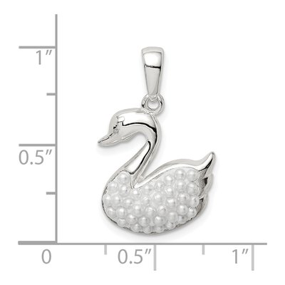 Sterling Silver Simulated Pearl Swan Pendant – view 5
