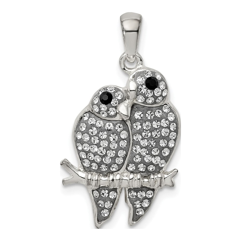 Sterling Silver Crystal Parrot Couple Pendant