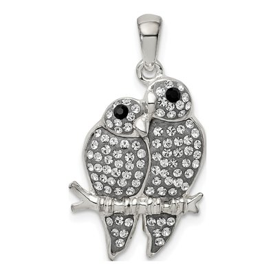Sterling Silver Crystal Parrot Couple Pendant