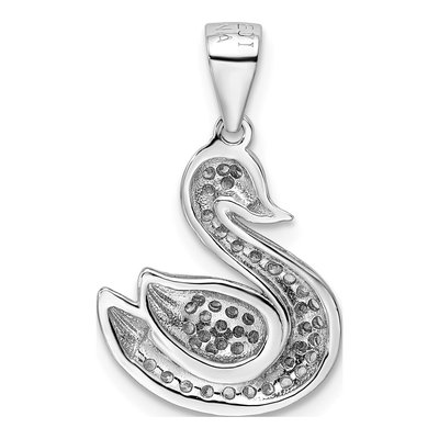 Sterling Silver CZ Pave Swan Pendant – view 4