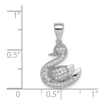 Sterling Silver CZ Pave Swan Pendant – view 5