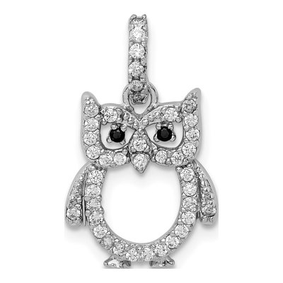 Sterling Silver CZ Owl Pendant