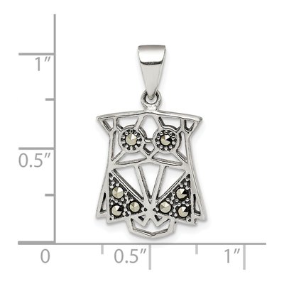 Sterling Silver Marcasite Owl Pendant – view 5